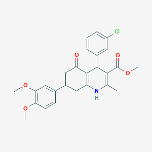Methyl 4-(3-chlorophenyl)-7-(3,4-dimethoxyphenyl)-2-methyl-5-oxo-1,4,5,6,7,8-hexahydro-3-quinolinecarboxylate