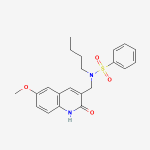 N-butyl-N-[(2-hydroxy-6-methoxy-3-quinolinyl)methyl]benzenesulfonamide