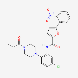 molecular formula C24H23ClN4O5 B4174066 N-[5-chloro-2-(4-propionyl-1-piperazinyl)phenyl]-5-(2-nitrophenyl)-2-furamide 