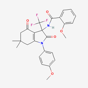 molecular formula C26H25F3N2O5 B4174073 2-methoxy-N-[1-(4-methoxyphenyl)-6,6-dimethyl-2,4-dioxo-3-(trifluoromethyl)-2,3,4,5,6,7-hexahydro-1H-indol-3-yl]benzamide 