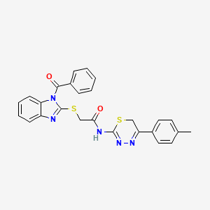 2-[(1-benzoyl-1H-benzimidazol-2-yl)thio]-N-[5-(4-methylphenyl)-6H-1,3,4-thiadiazin-2-yl]acetamide