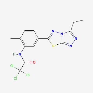 molecular formula C14H12Cl3N5OS B4174097 2,2,2-trichloro-N-[5-(3-ethyl[1,2,4]triazolo[3,4-b][1,3,4]thiadiazol-6-yl)-2-methylphenyl]acetamide 