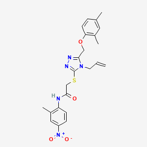 molecular formula C23H25N5O4S B4174103 2-({4-allyl-5-[(2,4-dimethylphenoxy)methyl]-4H-1,2,4-triazol-3-yl}thio)-N-(2-methyl-4-nitrophenyl)acetamide 