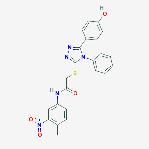 molecular formula C23H19N5O4S B417414 N-{3-nitro-4-methylphenyl}-2-{[5-(4-hydroxyphenyl)-4-phenyl-4H-1,2,4-triazol-3-yl]sulfanyl}acetamide 