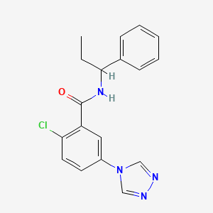 molecular formula C18H17ClN4O B4174141 2-chloro-N-(1-phenylpropyl)-5-(4H-1,2,4-triazol-4-yl)benzamide 