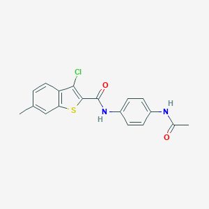 molecular formula C18H15ClN2O2S B417415 N-[4-(acetylamino)phenyl]-3-chloro-6-methyl-1-benzothiophene-2-carboxamide CAS No. 312938-92-4