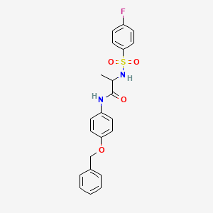 molecular formula C22H21FN2O4S B4174161 N~1~-[4-(benzyloxy)phenyl]-N~2~-[(4-fluorophenyl)sulfonyl]alaninamide 