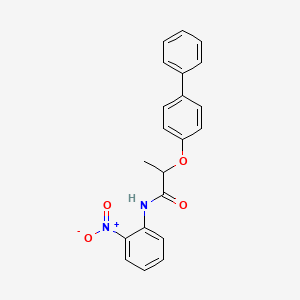 molecular formula C21H18N2O4 B4174195 2-(4-biphenylyloxy)-N-(2-nitrophenyl)propanamide 