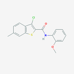 molecular formula C17H14ClNO2S B417421 3-chloro-N-(2-methoxyphenyl)-6-methyl-1-benzothiophene-2-carboxamide CAS No. 312938-74-2