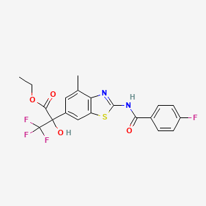 molecular formula C20H16F4N2O4S B4174217 ethyl 3,3,3-trifluoro-2-{2-[(4-fluorobenzoyl)amino]-4-methyl-1,3-benzothiazol-6-yl}-2-hydroxypropanoate 