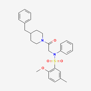 molecular formula C28H32N2O4S B4174243 N-[2-(4-benzyl-1-piperidinyl)-2-oxoethyl]-2-methoxy-5-methyl-N-phenylbenzenesulfonamide 