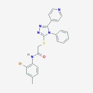 molecular formula C22H18BrN5OS B417425 N-(2-bromo-4-methylphenyl)-2-[(4-phenyl-5-pyridin-4-yl-4H-1,2,4-triazol-3-yl)sulfanyl]acetamide 