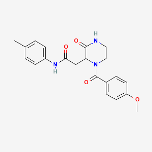 molecular formula C21H23N3O4 B4174260 2-[1-(4-methoxybenzoyl)-3-oxo-2-piperazinyl]-N-(4-methylphenyl)acetamide 