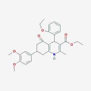 molecular formula C29H33NO6 B417427 Ethyl 7-(3,4-dimethoxyphenyl)-4-(2-ethoxyphenyl)-2-methyl-5-oxo-1,4,5,6,7,8-hexahydro-3-quinolinecarboxylate 