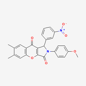 molecular formula C26H20N2O6 B4174304 2-(4-methoxyphenyl)-6,7-dimethyl-1-(3-nitrophenyl)-1,2-dihydrochromeno[2,3-c]pyrrole-3,9-dione 
