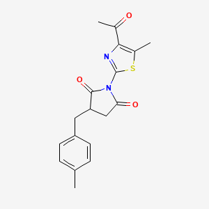 molecular formula C18H18N2O3S B4174316 1-(4-acetyl-5-methyl-1,3-thiazol-2-yl)-3-(4-methylbenzyl)-2,5-pyrrolidinedione 