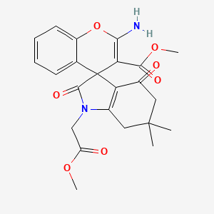molecular formula C23H24N2O7 B4174352 methyl 2-amino-1'-(2-methoxy-2-oxoethyl)-6',6'-dimethyl-2',4'-dioxo-1',2',4',5',6',7'-hexahydrospiro[chromene-4,3'-indole]-3-carboxylate 
