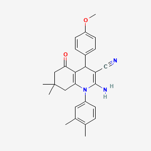 molecular formula C27H29N3O2 B4174353 2-amino-1-(3,4-dimethylphenyl)-4-(4-methoxyphenyl)-7,7-dimethyl-5-oxo-1,4,5,6,7,8-hexahydro-3-quinolinecarbonitrile 