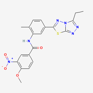 molecular formula C20H18N6O4S B4174356 N-[5-(3-ethyl[1,2,4]triazolo[3,4-b][1,3,4]thiadiazol-6-yl)-2-methylphenyl]-4-methoxy-3-nitrobenzamide 