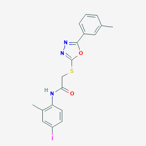 molecular formula C18H16IN3O2S B417436 N-(4-iodo-2-methylphenyl)-2-[[5-(3-methylphenyl)-1,3,4-oxadiazol-2-yl]sulfanyl]acetamide CAS No. 337490-47-8