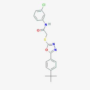 molecular formula C20H20ClN3O2S B417439 2-{[5-(4-tert-butylphenyl)-1,3,4-oxadiazol-2-yl]sulfanyl}-N-(3-chlorophenyl)acetamide 