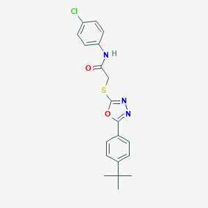 molecular formula C20H20ClN3O2S B417440 2-[[5-(4-tert-butylphenyl)-1,3,4-oxadiazol-2-yl]sulfanyl]-N-(4-chlorophenyl)acetamide CAS No. 337503-47-6