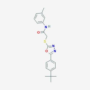 molecular formula C21H23N3O2S B417442 2-[[5-(4-tert-butylphenyl)-1,3,4-oxadiazol-2-yl]sulfanyl]-N-(3-methylphenyl)acetamide 