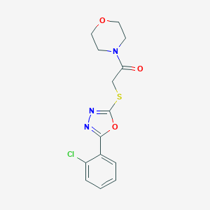 molecular formula C14H14ClN3O3S B417443 2-[5-(2-Cloro-fenil)-[1,3,4]oxadiazol-2-ilsulfanyl]-1-morfolin-4-il-etanona CAS No. 337505-38-1