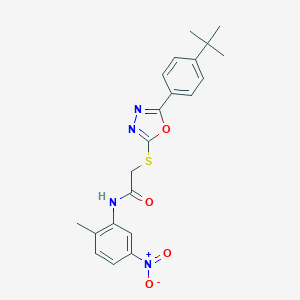molecular formula C21H22N4O4S B417444 2-[[5-(4-tert-butylphenyl)-1,3,4-oxadiazol-2-yl]sulfanyl]-N-(2-methyl-5-nitrophenyl)acetamide CAS No. 337503-53-4
