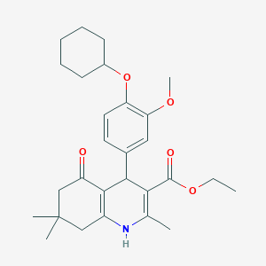 molecular formula C28H37NO5 B4174443 ethyl 4-[4-(cyclohexyloxy)-3-methoxyphenyl]-2,7,7-trimethyl-5-oxo-1,4,5,6,7,8-hexahydro-3-quinolinecarboxylate 