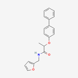 molecular formula C20H19NO3 B4174466 2-(4-biphenylyloxy)-N-(2-furylmethyl)propanamide 