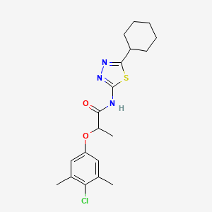 molecular formula C19H24ClN3O2S B4174472 2-(4-chloro-3,5-dimethylphenoxy)-N-(5-cyclohexyl-1,3,4-thiadiazol-2-yl)propanamide 