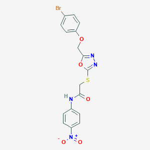 molecular formula C17H13BrN4O5S B417448 2-({5-[(4-bromophenoxy)methyl]-1,3,4-oxadiazol-2-yl}sulfanyl)-N-{4-nitrophenyl}acetamide 