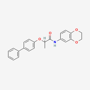 molecular formula C23H21NO4 B4174507 2-(4-biphenylyloxy)-N-(2,3-dihydro-1,4-benzodioxin-6-yl)propanamide 
