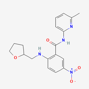 molecular formula C18H20N4O4 B4174514 N-(6-methyl-2-pyridinyl)-5-nitro-2-[(tetrahydro-2-furanylmethyl)amino]benzamide 