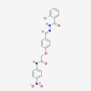 molecular formula C22H17BrN4O5 B417452 2-{4-[2-(2-bromobenzoyl)carbohydrazonoyl]phenoxy}-N-{4-nitrophenyl}acetamide 