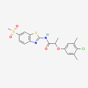 molecular formula C19H19ClN2O4S2 B4174529 2-(4-chloro-3,5-dimethylphenoxy)-N-[6-(methylsulfonyl)-1,3-benzothiazol-2-yl]propanamide 