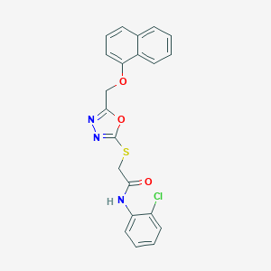 molecular formula C21H16ClN3O3S B417453 N-(2-chlorophenyl)-2-({5-[(1-naphthyloxy)methyl]-1,3,4-oxadiazol-2-yl}sulfanyl)acetamide 