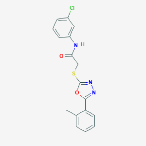 molecular formula C17H14ClN3O2S B417454 N-(3-chlorophenyl)-2-{[5-(2-methylphenyl)-1,3,4-oxadiazol-2-yl]sulfanyl}acetamide 