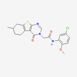 molecular formula C20H20ClN3O3S B4174562 N-(5-chloro-2-methoxyphenyl)-2-(7-methyl-4-oxo-5,6,7,8-tetrahydro[1]benzothieno[2,3-d]pyrimidin-3(4H)-yl)acetamide 