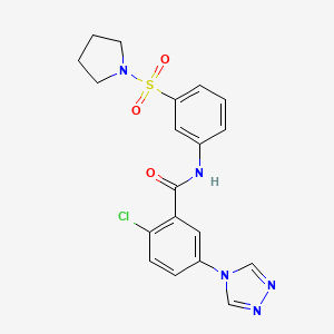 molecular formula C19H18ClN5O3S B4174576 2-chloro-N-[3-(1-pyrrolidinylsulfonyl)phenyl]-5-(4H-1,2,4-triazol-4-yl)benzamide 