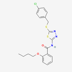 molecular formula C20H20ClN3O2S2 B4174587 2-butoxy-N-{5-[(4-chlorobenzyl)thio]-1,3,4-thiadiazol-2-yl}benzamide 