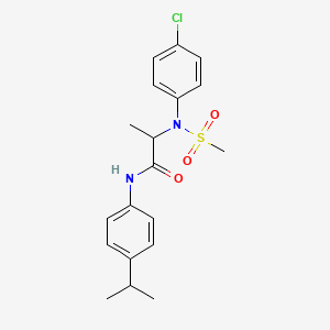 molecular formula C19H23ClN2O3S B4174588 N~2~-(4-chlorophenyl)-N~1~-(4-isopropylphenyl)-N~2~-(methylsulfonyl)alaninamide 