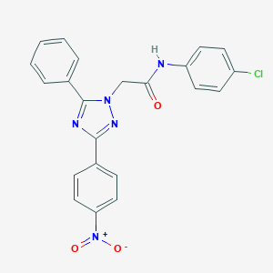 molecular formula C22H16ClN5O3 B417459 N-(4-chlorophenyl)-2-(3-{4-nitrophenyl}-5-phenyl-1H-1,2,4-triazol-1-yl)acetamide 