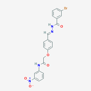 molecular formula C22H17BrN4O5 B417460 2-{4-[2-(3-bromobenzoyl)carbohydrazonoyl]phenoxy}-N-{3-nitrophenyl}acetamide 