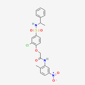 molecular formula C23H22ClN3O6S B4174600 2-(2-chloro-4-{[(1-phenylethyl)amino]sulfonyl}phenoxy)-N-(2-methyl-5-nitrophenyl)acetamide 