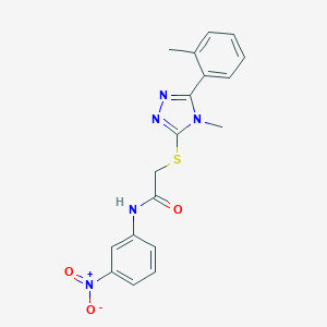 molecular formula C18H17N5O3S B417461 N-{3-nitrophenyl}-2-{[4-methyl-5-(2-methylphenyl)-4H-1,2,4-triazol-3-yl]sulfanyl}acetamide 