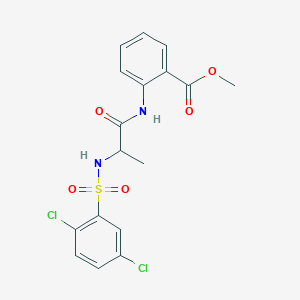 molecular formula C17H16Cl2N2O5S B4174623 methyl 2-({N-[(2,5-dichlorophenyl)sulfonyl]alanyl}amino)benzoate 
