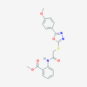 molecular formula C19H17N3O5S B417465 Methyl 2-{2-[5-(4-methoxyphenyl)-1,3,4-oxadiazol-2-ylthio]acetylamino}benzoate CAS No. 332922-03-9