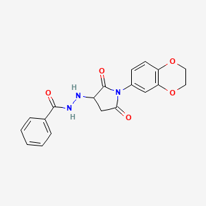molecular formula C19H17N3O5 B4174652 N'-[1-(2,3-dihydro-1,4-benzodioxin-6-yl)-2,5-dioxo-3-pyrrolidinyl]benzohydrazide 